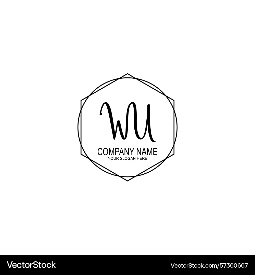 Minimalist handwritten wu initial logos with soft Minimalist handwritten wu initial logos with soft Vector Image