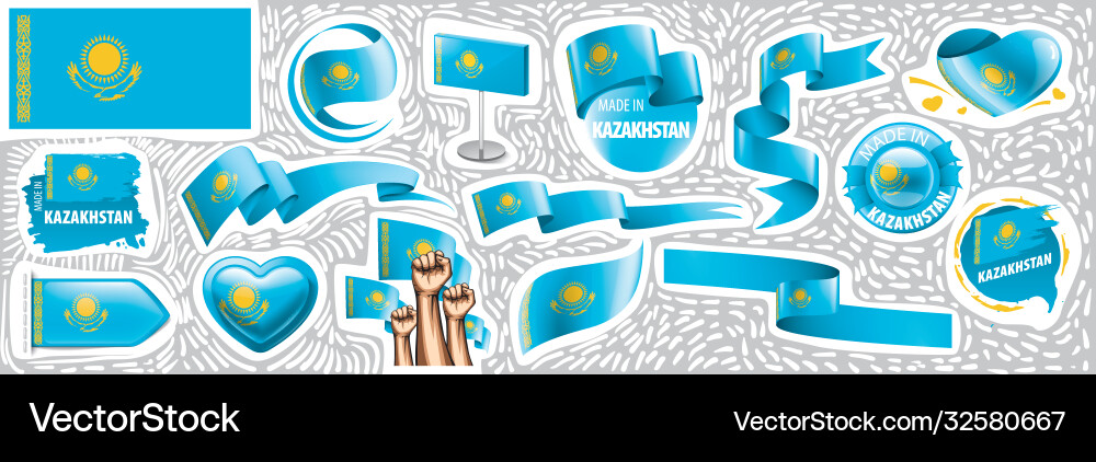 Nationale Flagge Kasachstan Nationale Flagge Kasachstan vektorbild