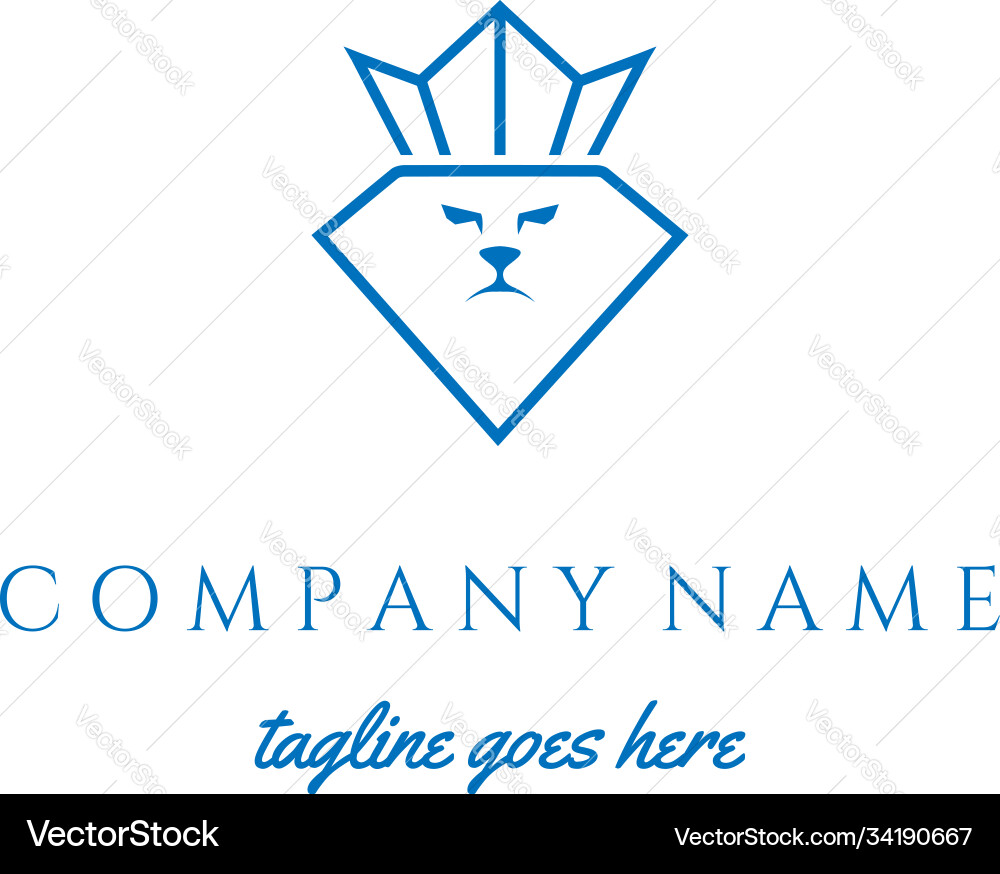 Simple minimalist modern lion diamond king crown Vector Image