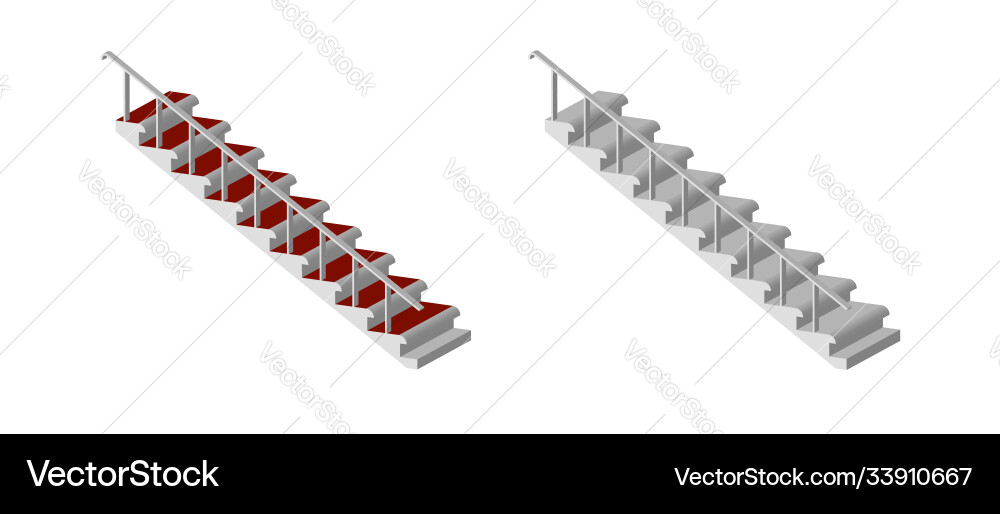 Staircase a multi-storey building with pyrils Staircase a multi-storey building with pyrils Vector Image