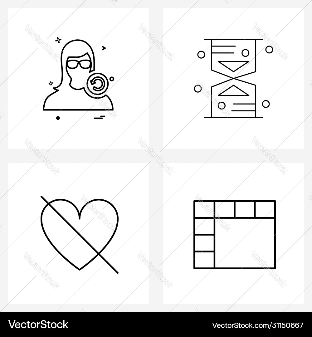 Ui set 4 basic line icons avatar heart vector image