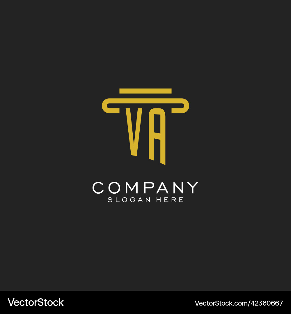 Va initial logo with simple pillar style design Va initial logo with simple pillar style design Vector Image