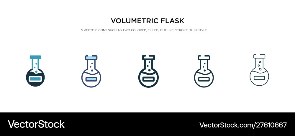 Volumetric flask icon in different style two Volumetric flask icon in different style two vector image