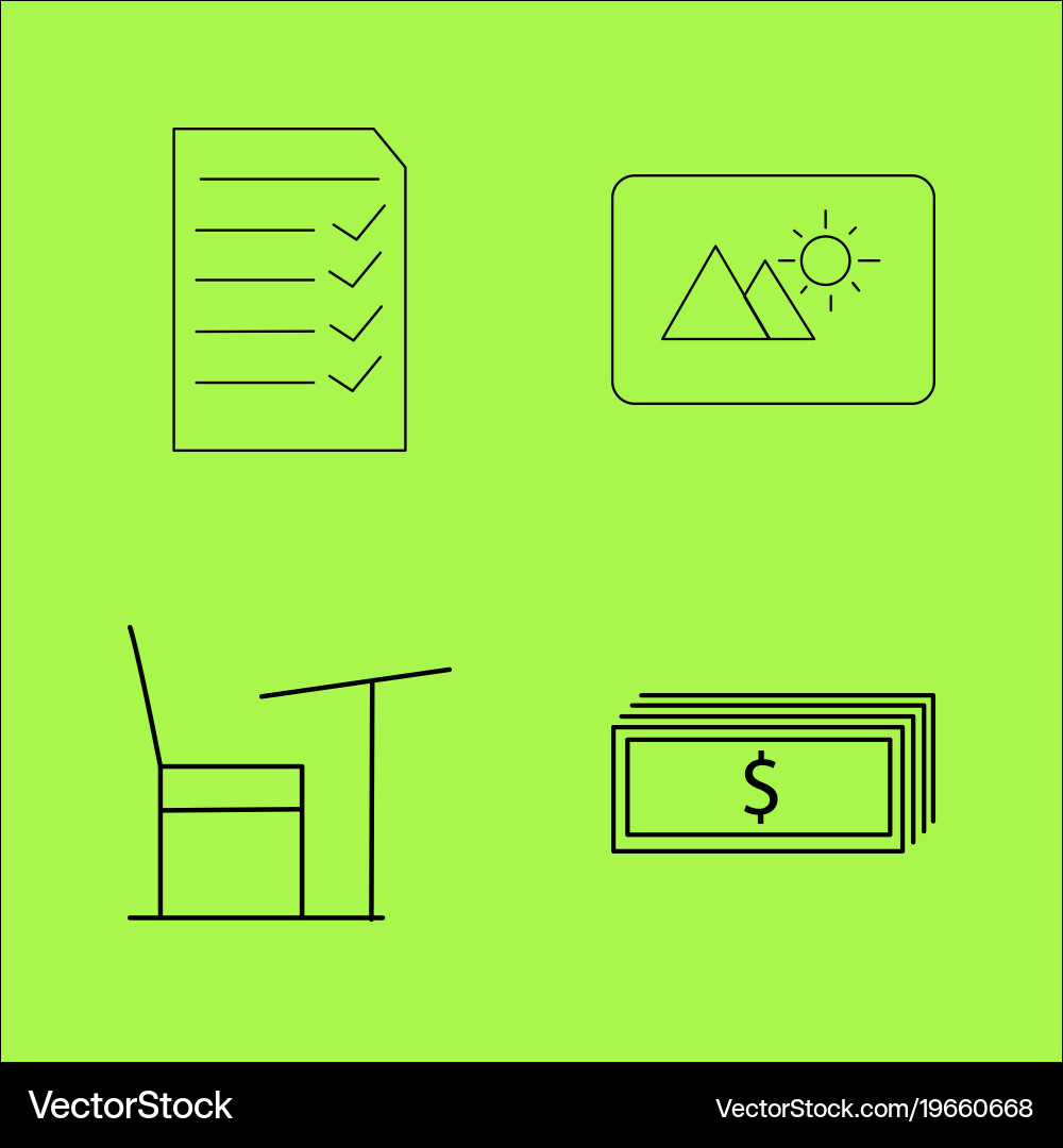 Basic content simple linear outline icon set vector image