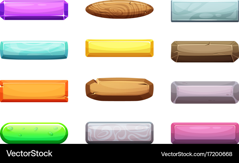 Cartoon set ui buttons template vector image
