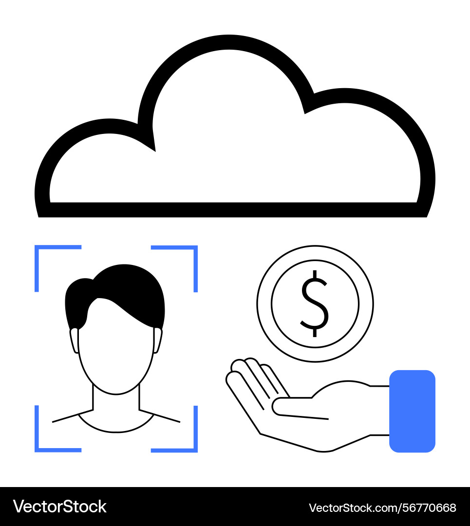 Cloud data integration with facial recognition Cloud data integration with facial recognition vector image