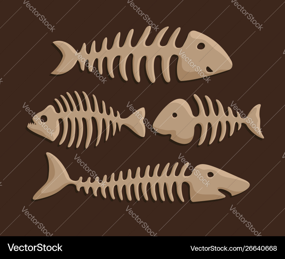 Colorful clip arts set with cartoon fish bones Colorful clip arts set with cartoon fish bones vector image