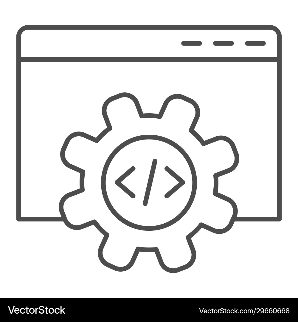 Computer data settings thin line icon mechanical Computer data settings thin line icon mechanical vector image
