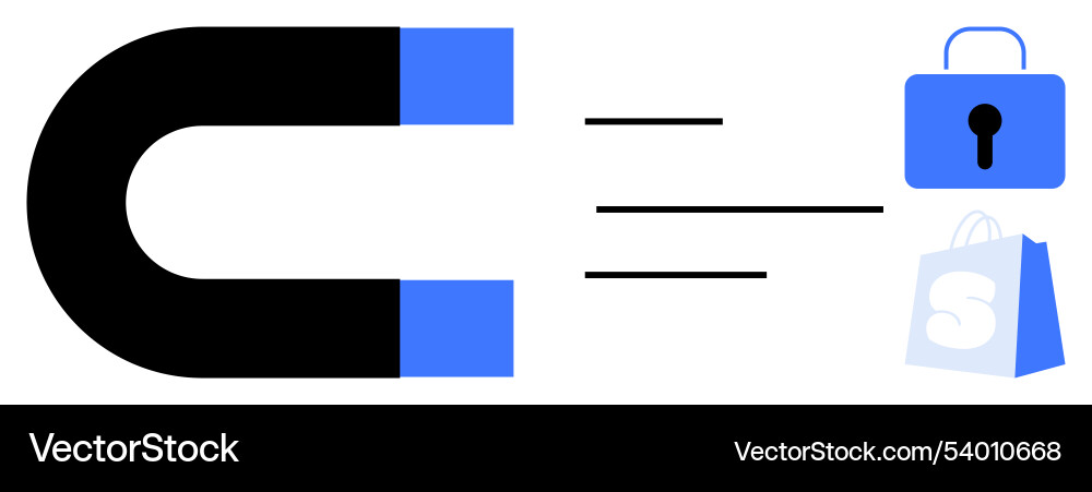 Data security and e-commerce with magnetic Vector Image
