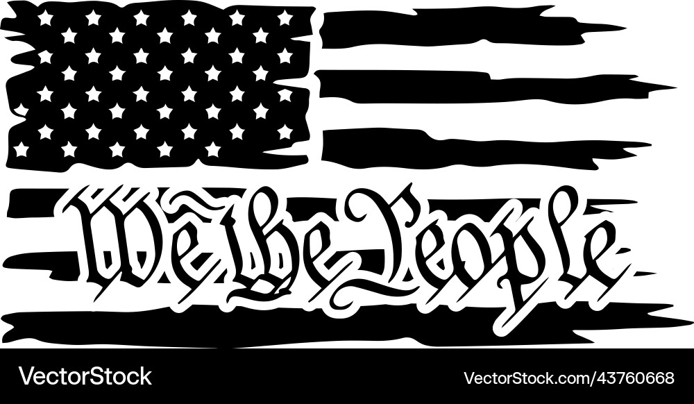 Distressed American Flag - We The People Vector Image
