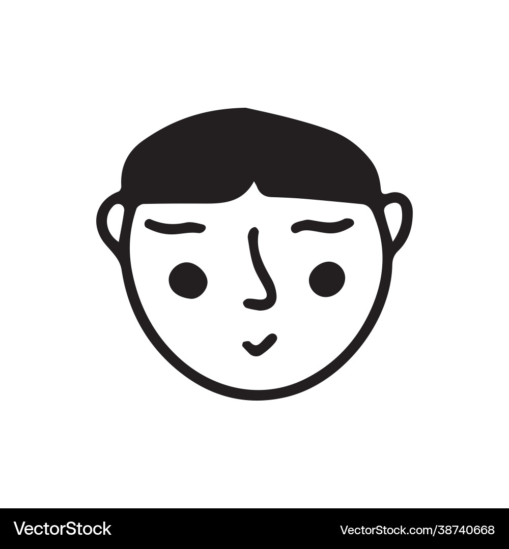 Doodle asian guy face black and white isolated Doodle asian guy face black and white isolated vector image