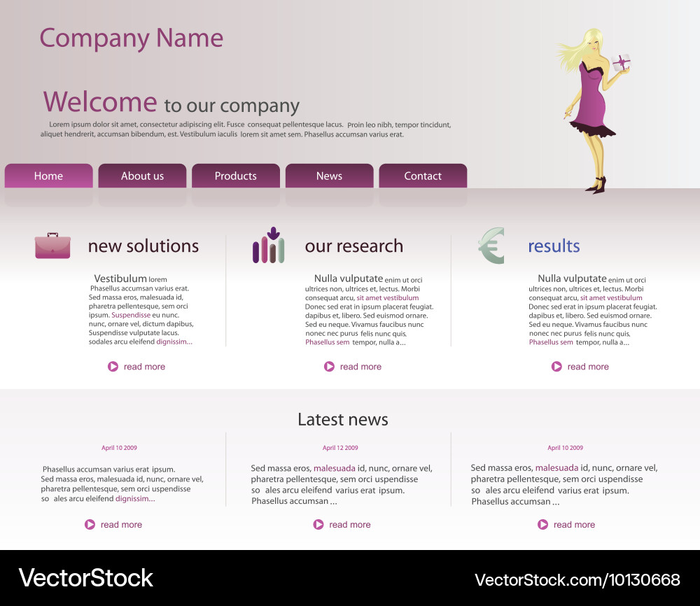 Editable website template vector image