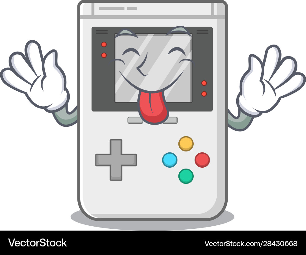 Funny face handheld game scroll mascot design vector image