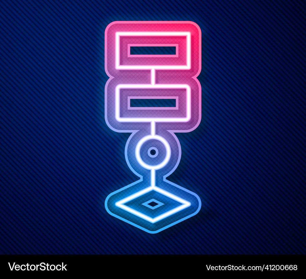 Glowing neon line algorithm icon isolated on blue Glowing neon line algorithm icon isolated on blue vector image