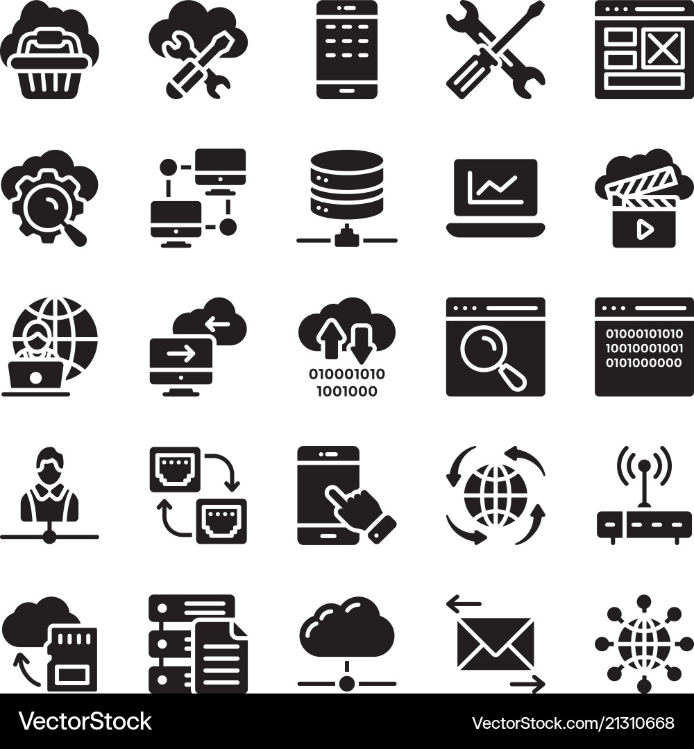Network and cloud computing icons set Network and cloud computing icons set vector image