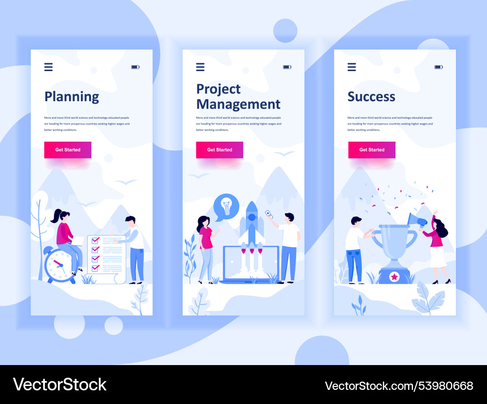 Set of onboarding screens user interface kit Set of onboarding screens user interface kit Vector Image