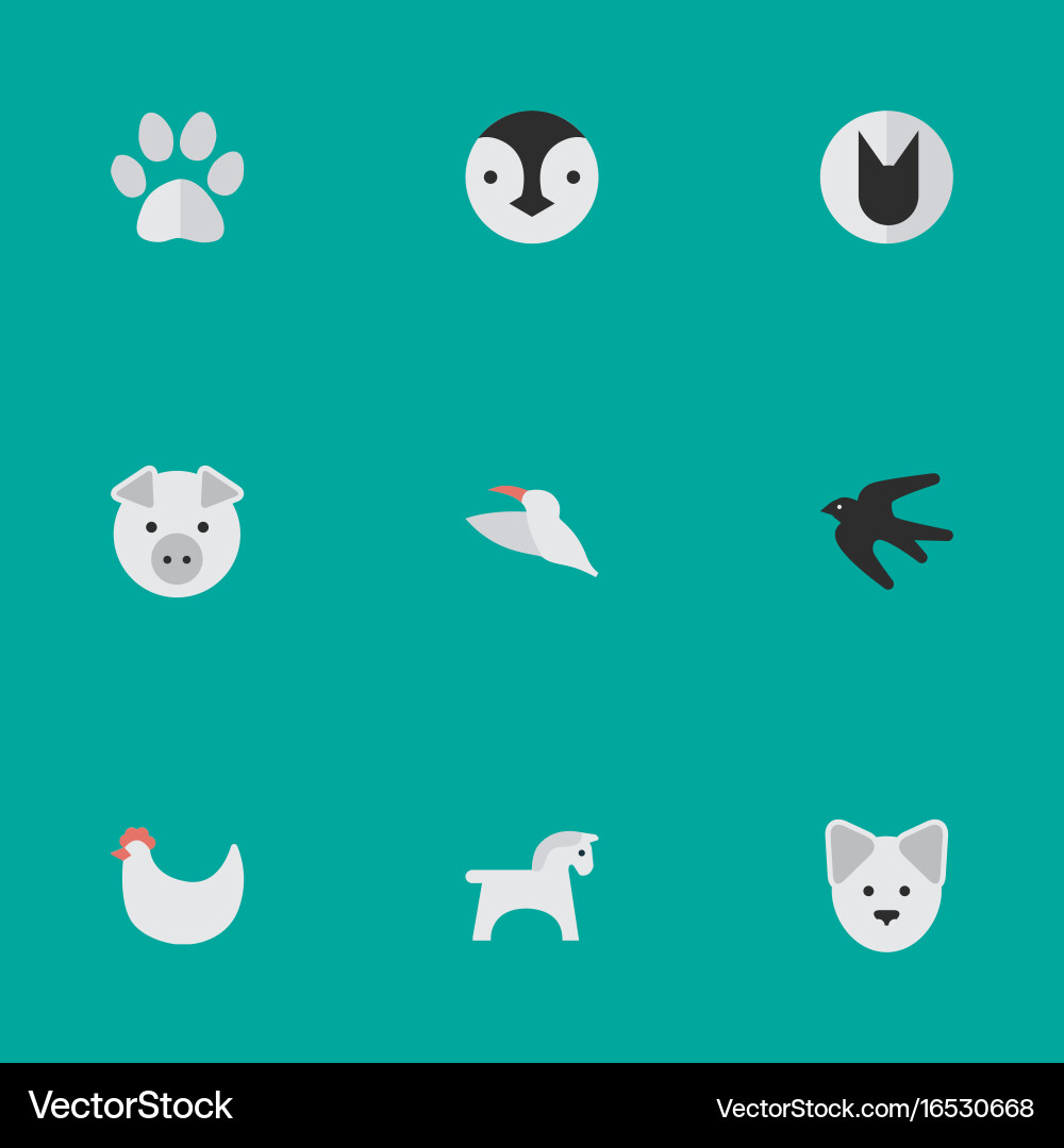 Set of simple zoo icons vector image