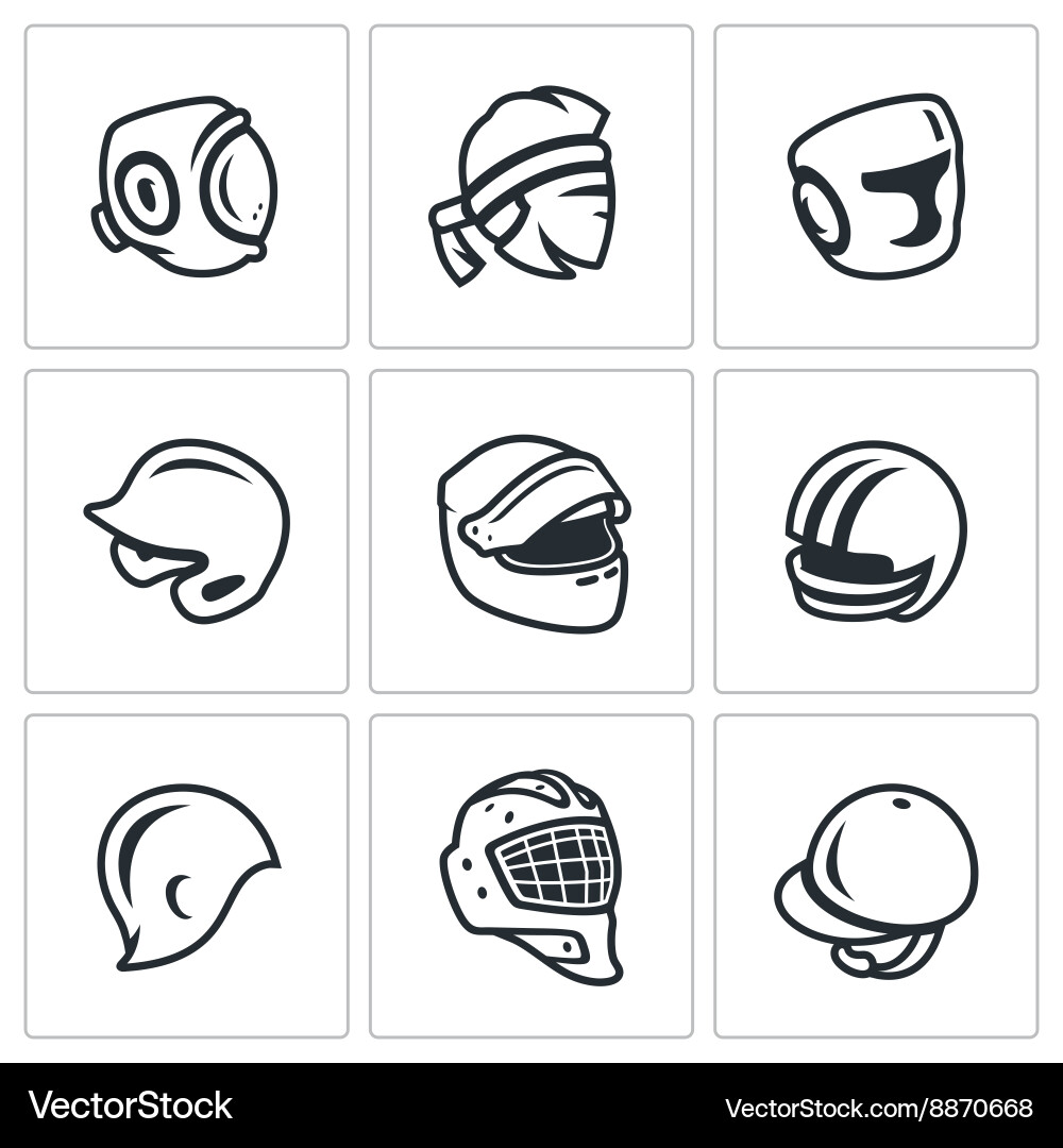 Set von Sporthut Kappe und Stirnband Icons Vektorbild