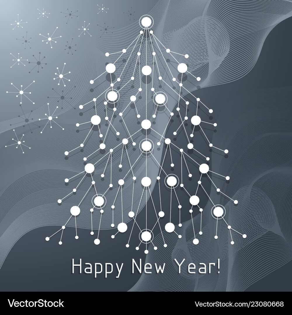 White fir tree made of connected lines and dots White fir tree made of connected lines and dots vector image
