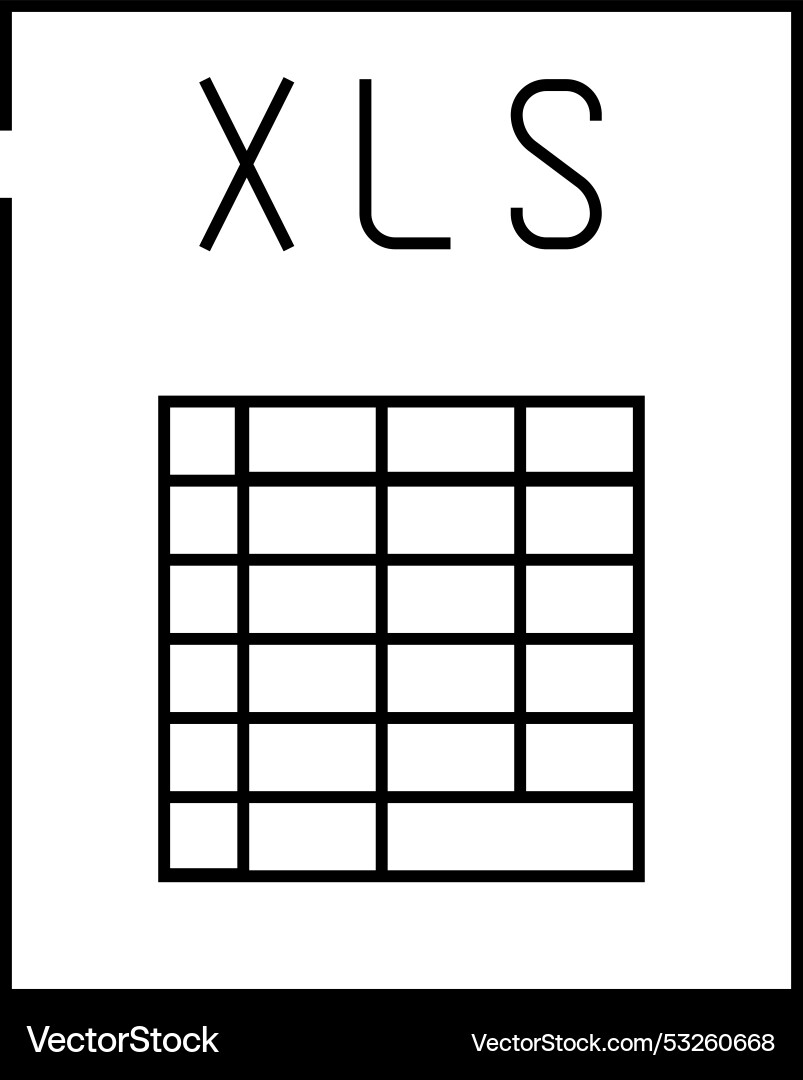 Xls file format document line icon Xls file format document line icon vector image