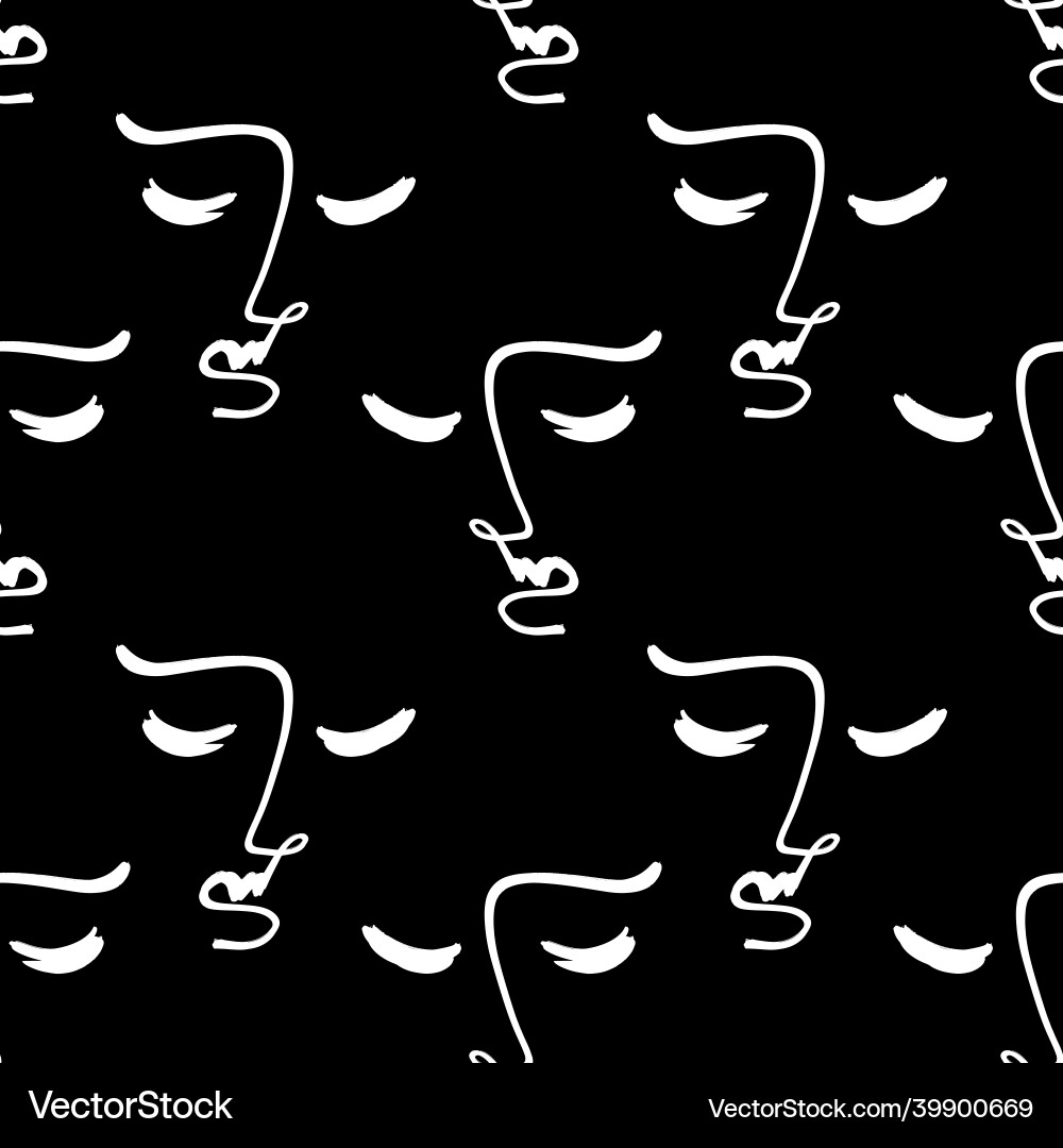 Abstract faces seamless pattern modern minimal Abstract faces seamless pattern modern minimal Vector Image