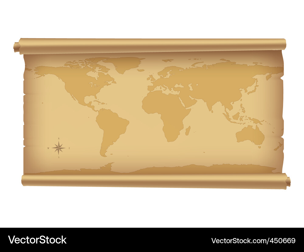 Antique World Map Scroll Vector Image