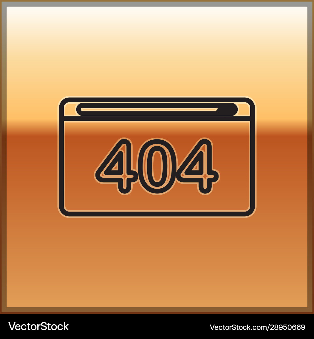 Black line page with a 404 error icon isolated Black line page with a 404 error icon isolated vector image