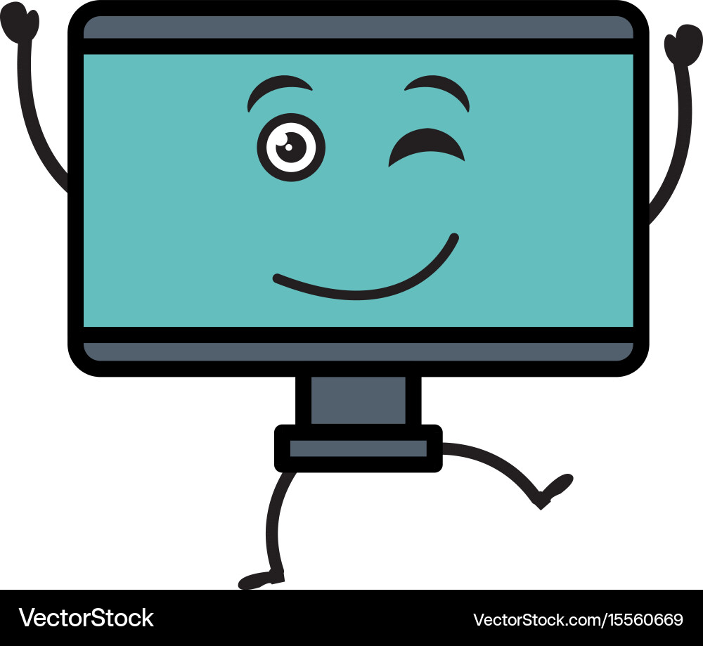 Computer display kawaii character Vector Image