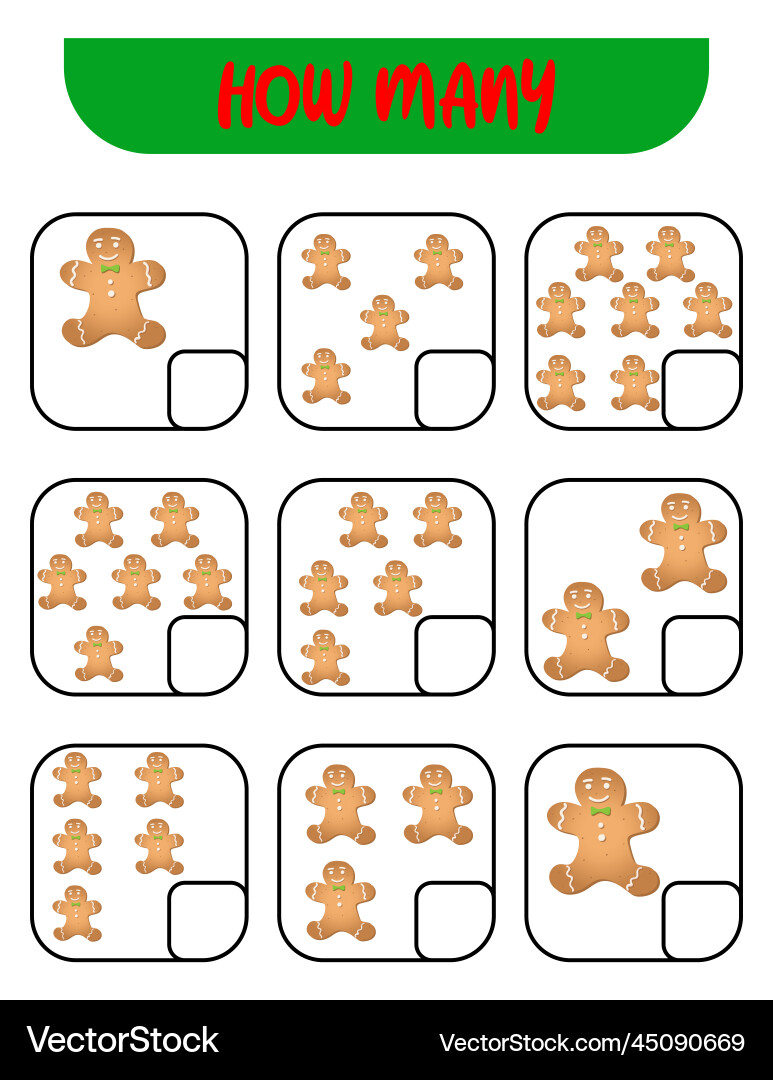 Count how many ginger man write down the answer Count how many ginger man write down the answer vector image