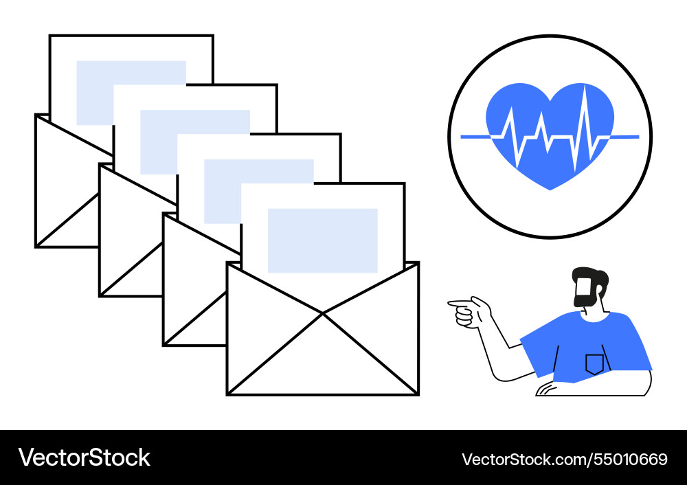 Digital communication with heartbeat integration Vector Image