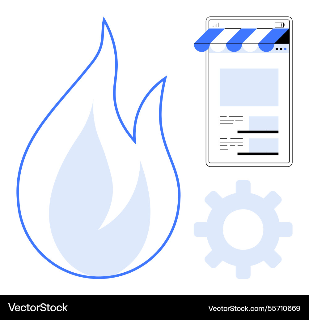 E-commerce development process with flame mobile E-commerce development process with flame mobile vector image