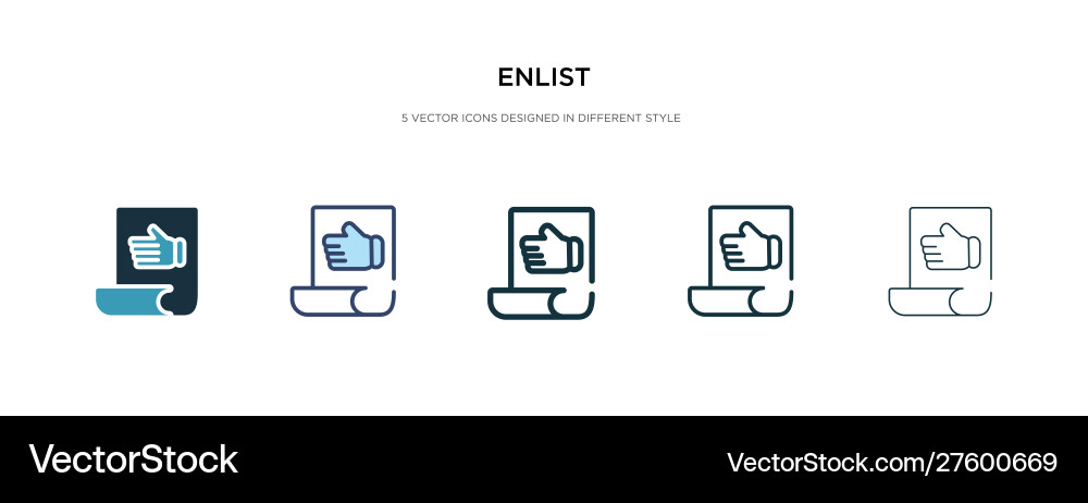 Enlist icon in different style two colored Enlist icon in different style two colored Vector Image