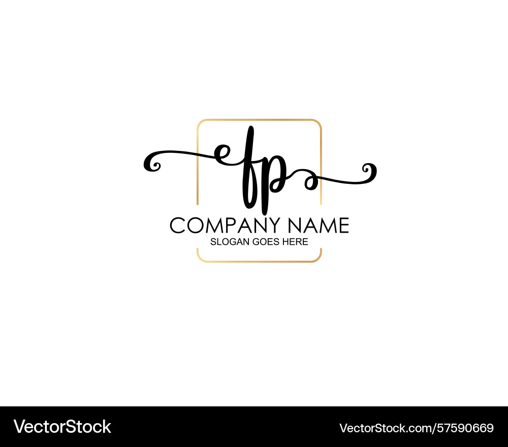 Fp initial handwriting logo design collection Vector Image