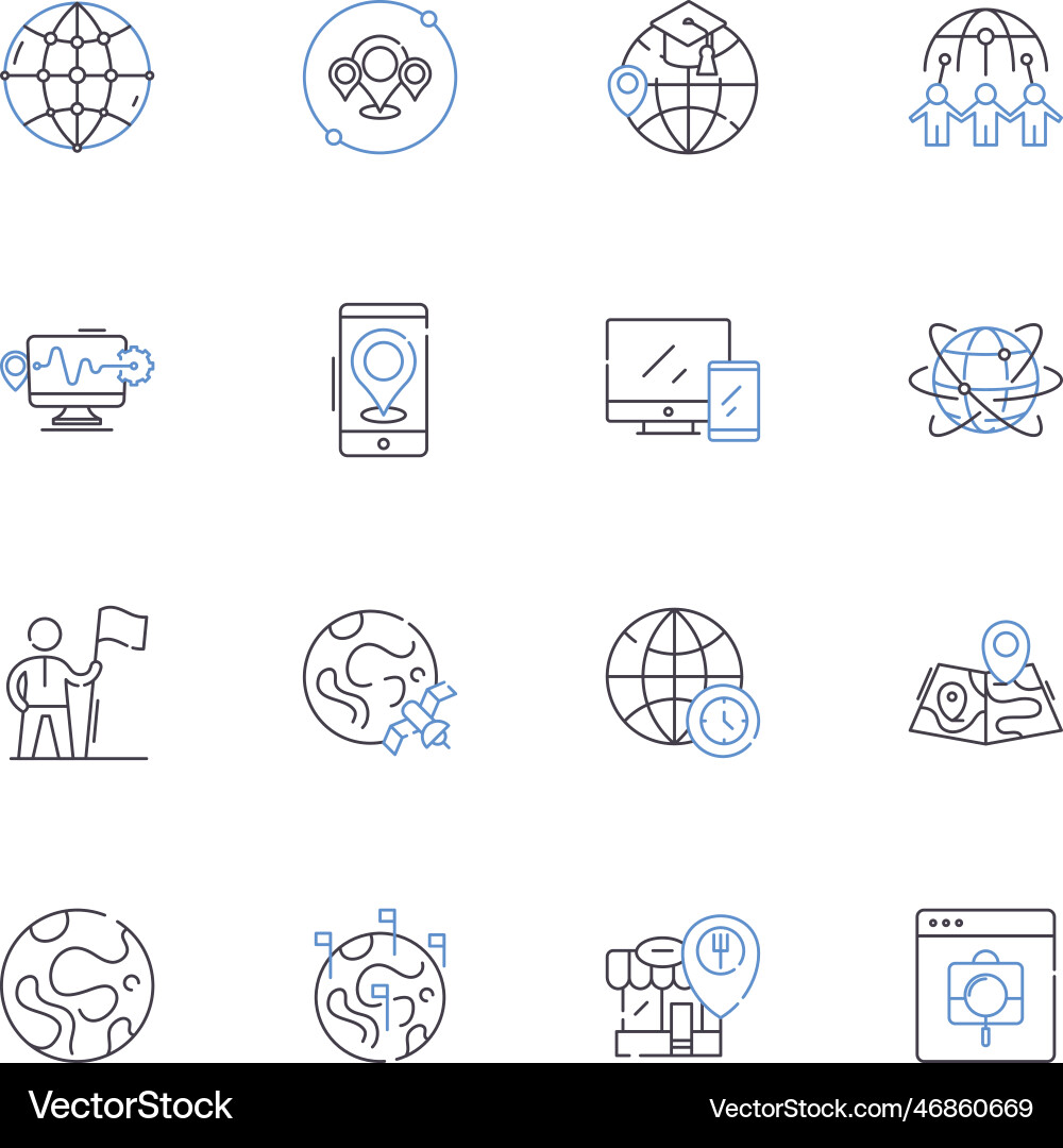 Geotagging line icons collection location Geotagging line icons collection location vector image