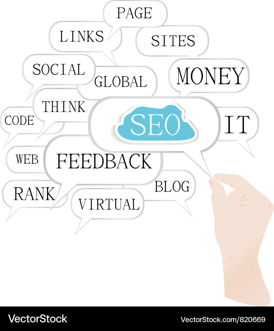 Hand and cloud of search engine optimization theme Vector Image