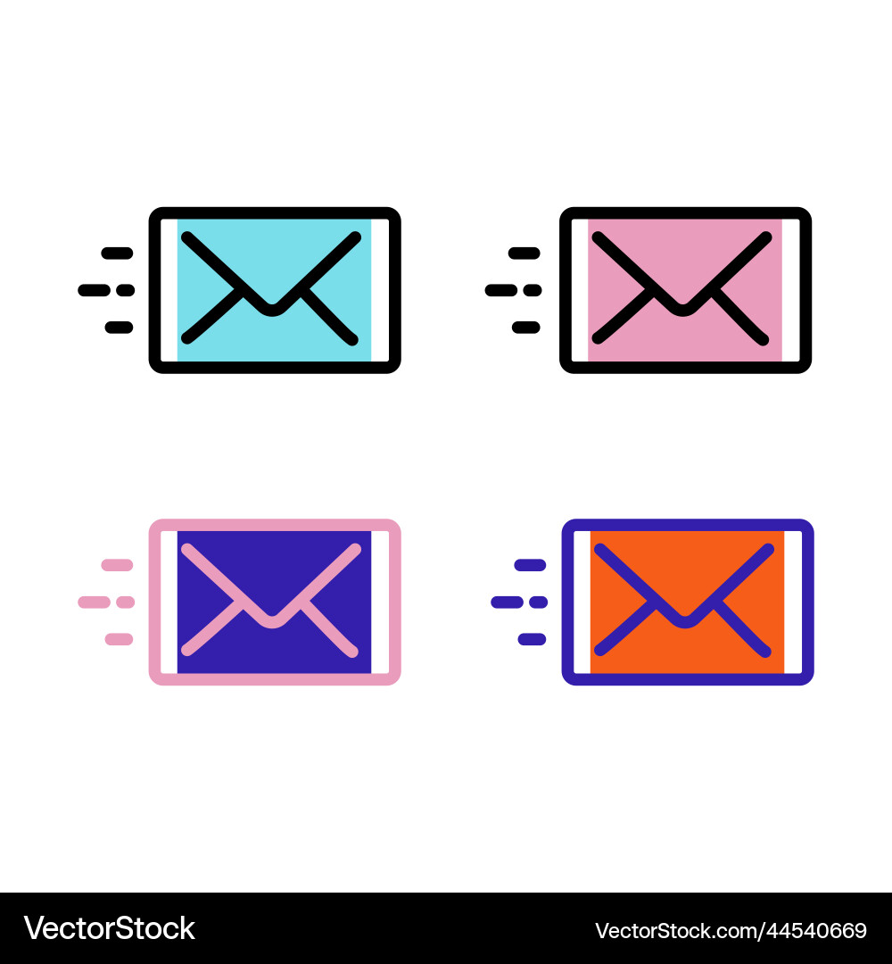 Message icon with 4 color and outline options Message icon with 4 color and outline options vector image