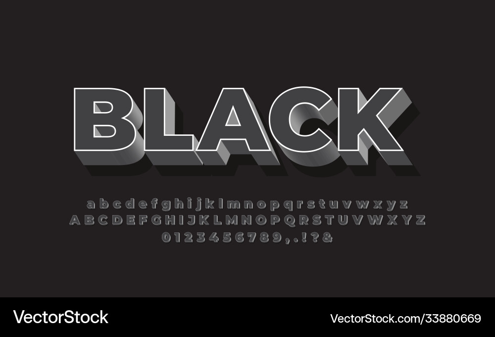 Modern 3d soft black font effect or text Vector Image
