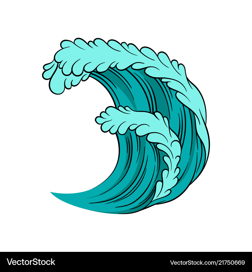 Powerful Ocean Wave Icon Royalty Free Vector Image