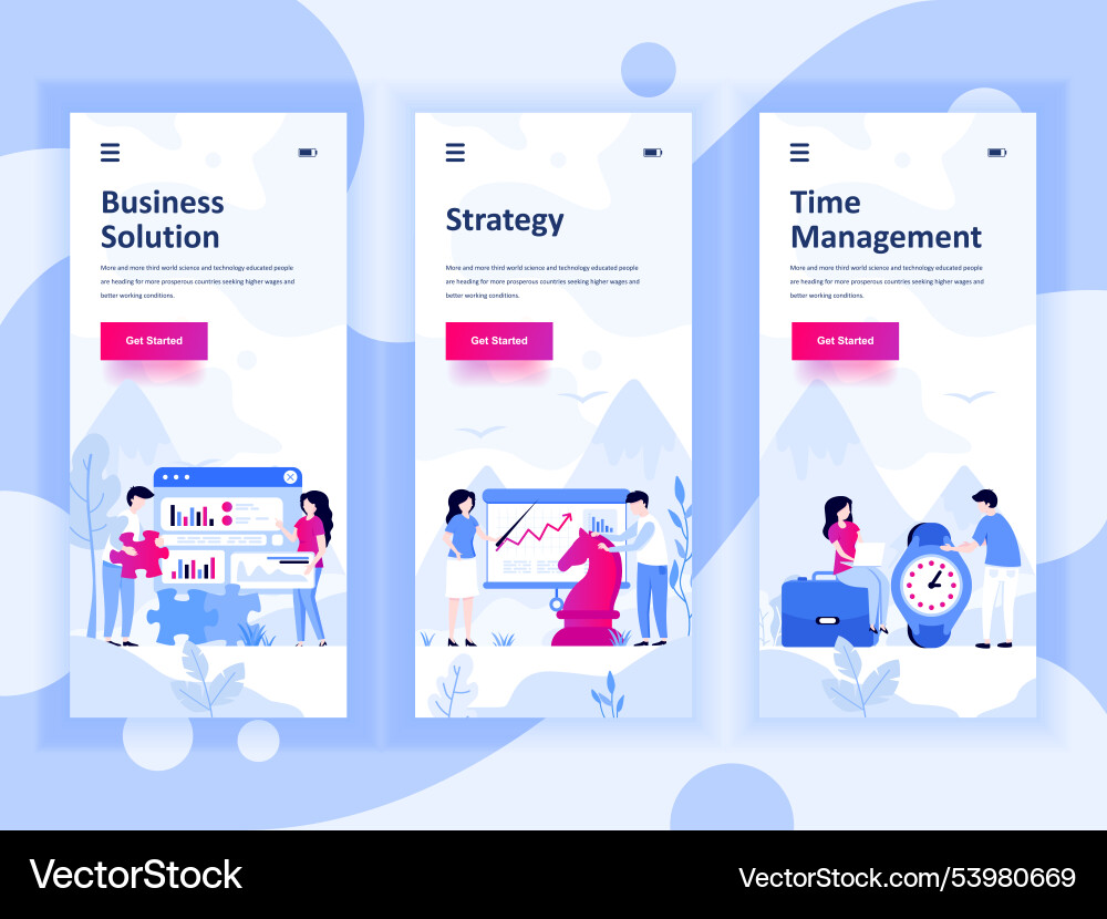 Set of onboarding screens user interface kit Set of onboarding screens user interface kit vector image