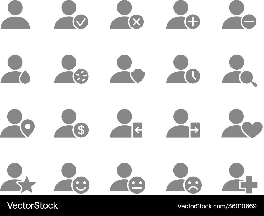 Set users grey icon humans with different vector image