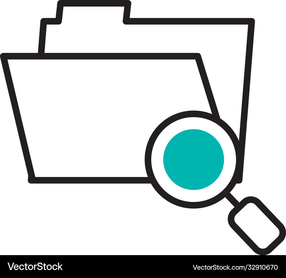 Cyber security concept folder with magnifying Vector Image