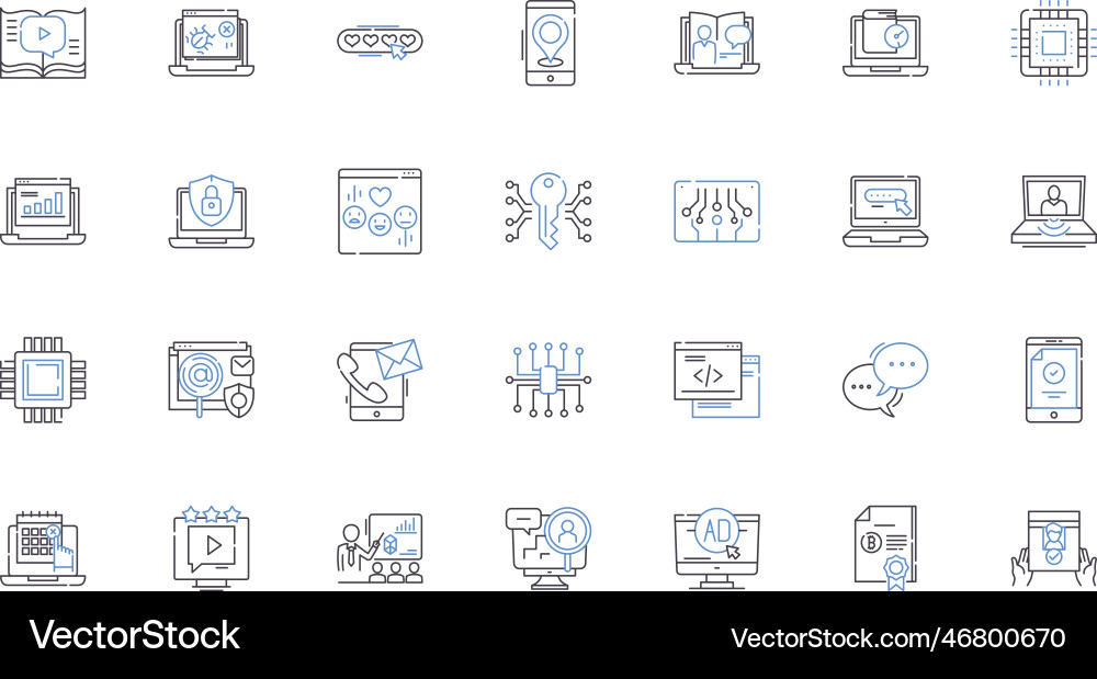 Cybersecurity line icons collection encryption vector image