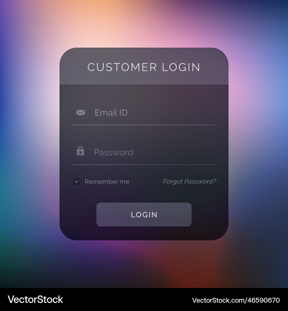 Dark user interface design for login template vector image