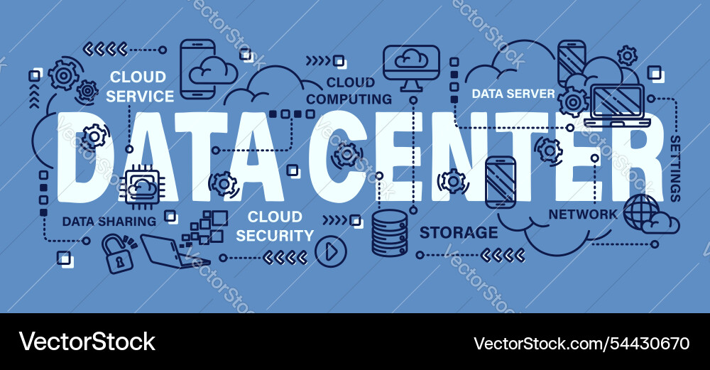 Data center cloud computing concept word Data center cloud computing concept word vector image