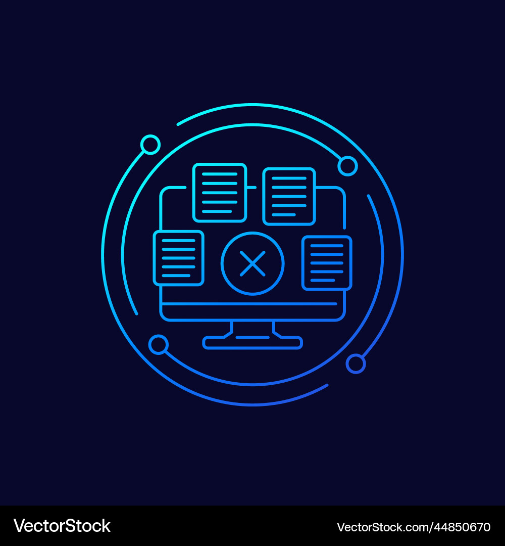 Delete files documents line icon vector image