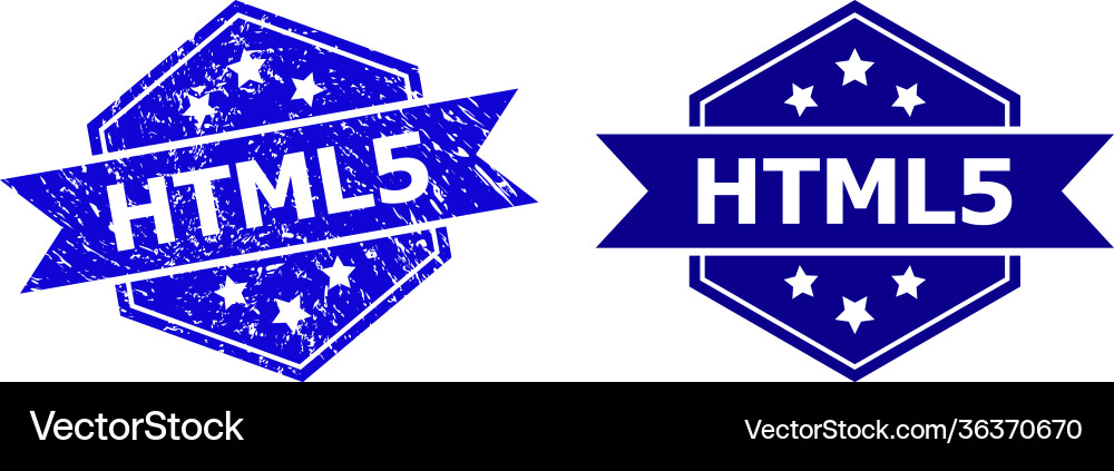 Hexagonal html5 stamp seal with rubber texture Vector Image