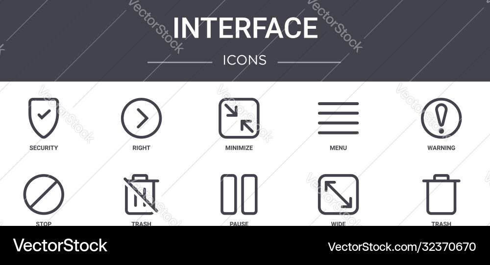 Interface concept line icons set contains vector image