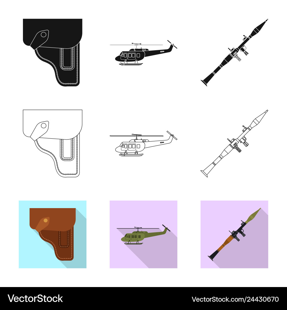 Isolated object of weapon and gun symbol set vector image