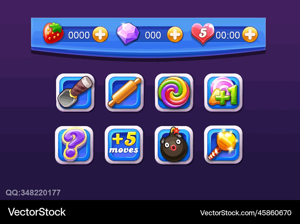 Komplettes Set von Level-Taste Spiel ui Pop-up-Symbol vektorbild