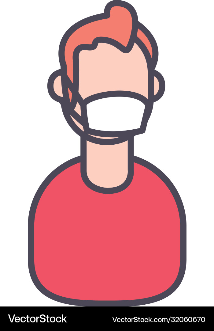 Man with mask line and fill style icon vector image